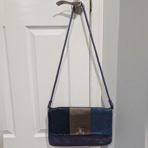 Elliott Lucca Blue and Taupe Shoulder/Crossbody Bag